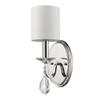 Silver Three Light Wall Sconce with White Fabric Shade view 1