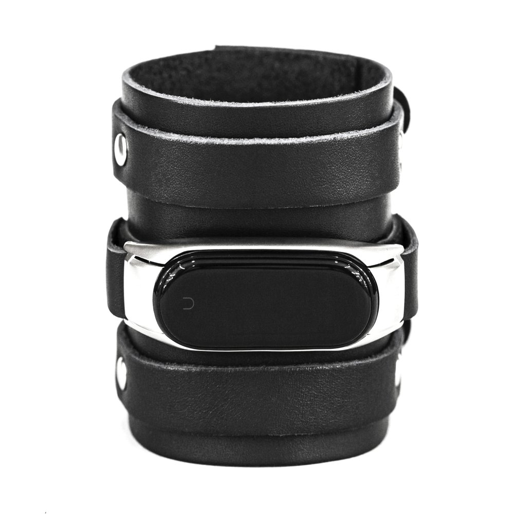 wide Leather cuff band compatible with Xiaomi Mi Band 3 4 5 6 7 8, Handmade UA 2915