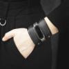 wide Leather cuff band compatible with Xiaomi Mi Band 3 4 5 6 7 8, Handmade UA 2915 view 2