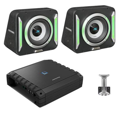 Alpine (2) S2-SB12 PrismaLink S2-Series 12" subwoofer Built-in RGB Lighting & S2-A60M Amplifier Bundle