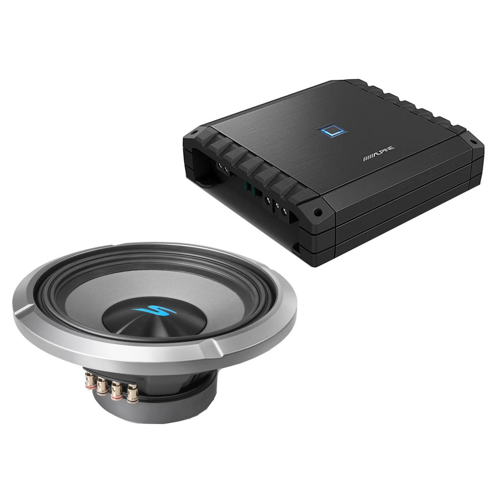 Alpine S2-A60M S-Series Class-D Amp w/ S2-W12D4 12" S-Series Dual 4-Ohm Car Subwoofer
