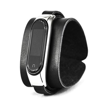 wide Leather cuff band compatible with Xiaomi Mi Band 3 4 5 6 7 8, Handmade UA 2952