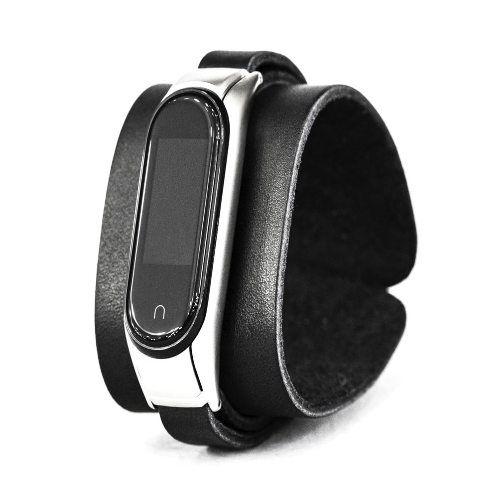 wide Leather cuff band compatible with Xiaomi Mi Band 3 4 5 6 7 8, Handmade UA 2952