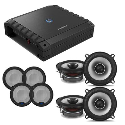 Alpine S2-A36F S-Series Class-D 4-Channel Amp w/ (2) S2-S50 5.25" & Grill Bundle