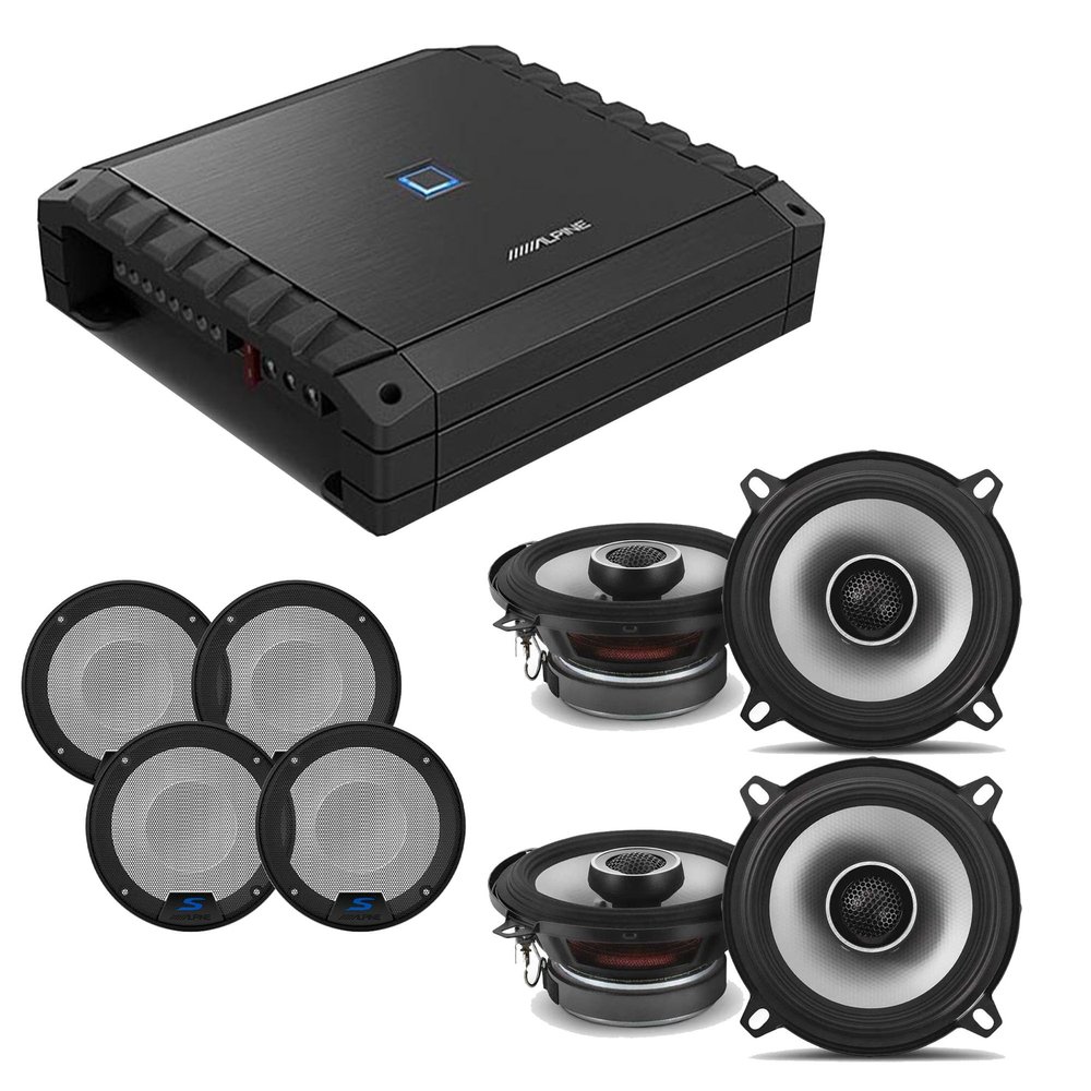 Alpine S2-A36F S-Series Class-D 4-Channel Amp w/ (2) S2-S50 5.25" & Grill Bundle