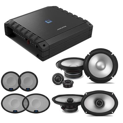 Alpine S2-A36F S-Series Class-D 4-Channel Amp w/ S2-S65C 6.5" Comp. S2-S69 6x9 Coaxial & Grill Bundle