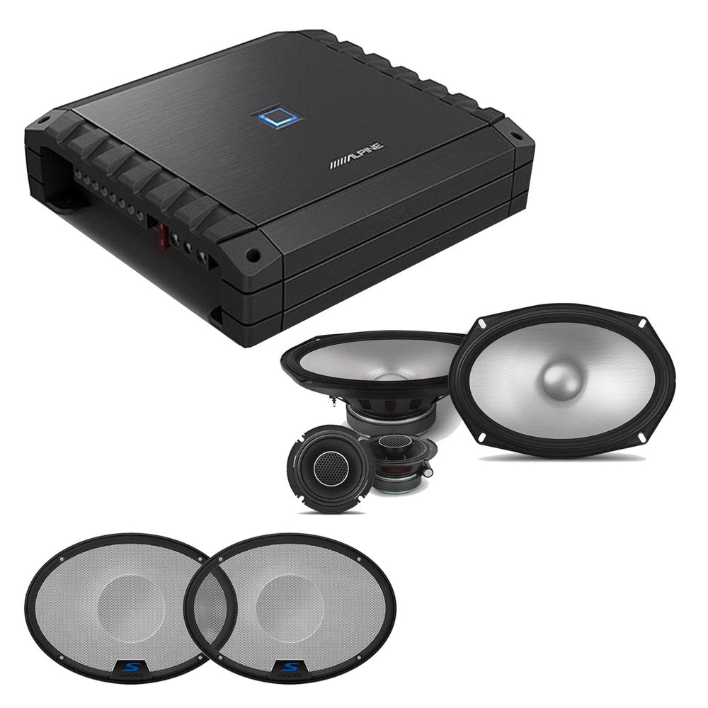 Alpine S2-A36F S-Series Class-D 4-Channel Amp w/ S2-S690C 6x9 Comp & Grill Bundle