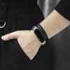 Double wrap Leather stitched cuff band compatible with Xiaomi Mi Band 3 4 5 6 7 8, Handmade UA 2981st view 2
