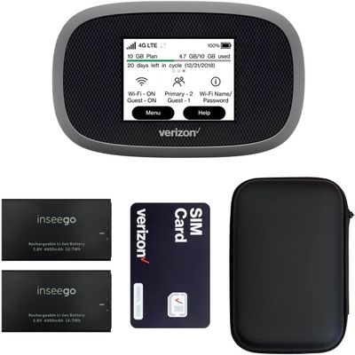 Verizon Wireless Jetpack Inseego MiFi 8800L | Free VPN Mobile Hotspot for Travel | 4G Mobile Portable WiFi | Unlocked Globally | Near 5G Speed up to 1200 Mbps | EVDO-LINK Bundle - Verizon Sim Card