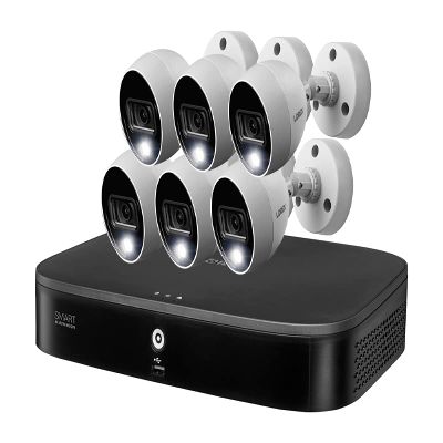 Lorex 8-Channel 4K Ultra HD Active Deterrence Security System with 6 Indoor/Outdoor Cameras, White (6 Cam 8 Channel), TD861818D6-AS