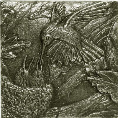 Mediterranean Hummingbird Tile - Silver - Pack of 12