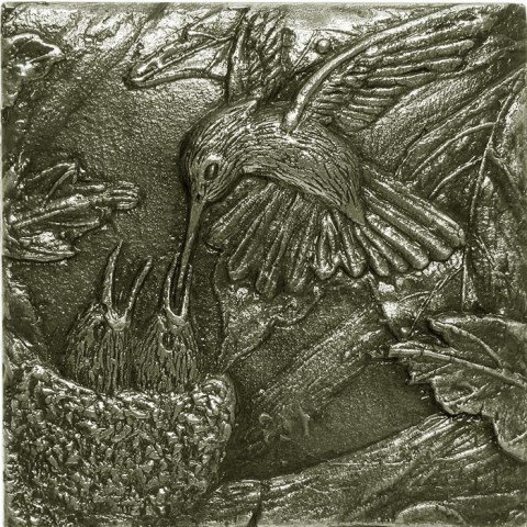 Mediterranean Hummingbird Tile - Silver - Pack of 12