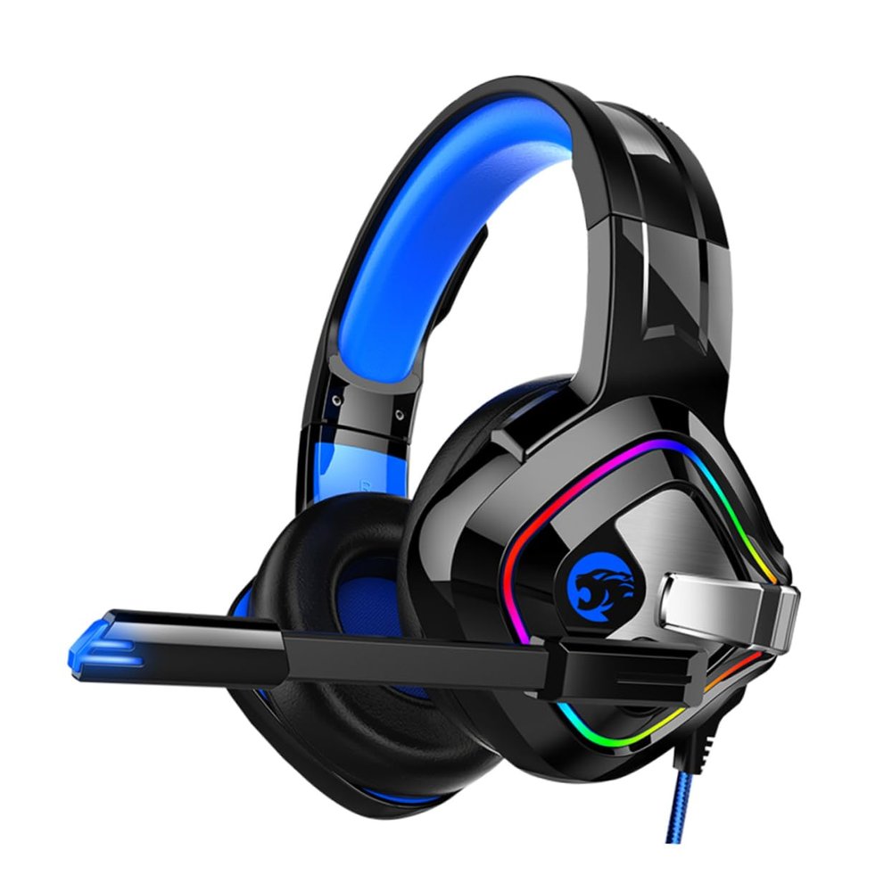 Uonlytech Led Gaming Headset with RGB Marquee Lights Surround Sound Comfortable Earmuffs Noise-canceling Microphone for Gamers