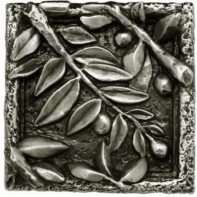 Mediterranean Olive Leaves Tile - Silver - Pack of 12