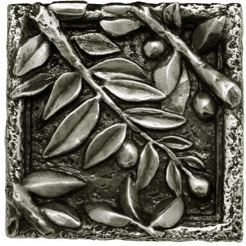 Mediterranean Olive Leaves Tile - Silver - Pack of 12