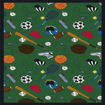 Multi-Sport Green 7 ft.8 in. x 10 ft.9 in. WearOn Nylon Machine Tufted- Cut Pile Sports Rug