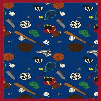 Multi-Sport Blue 3 ft.10 in. x 5 ft.4 in. WearOn Nylon Machine Tufted- Cut Pile Sports Rug