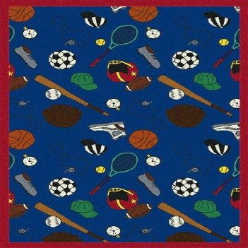 Multi-Sport Blue 3 ft.10 in. x 5 ft.4 in. WearOn Nylon Machine Tufted- Cut Pile Sports Rug