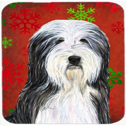 Bearded Collie Snowflakes Holiday Christmas Mouse Pad- Hot Pad or Trivet