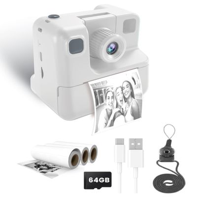 Kids Camera Instant Print, Gifts for Kids Age 3-12, Selfie HD Digital Camera with 1080P Videos, Toddler Portable Travel Toy for 3 4 5 6 7 8 9 20 Year Old Boys and Girls, 32GB SD Card