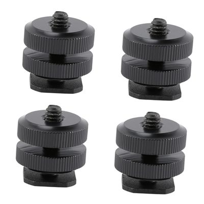 OSALADI Flash Hot Shoe Mount Adapter 4pcs Aluminum Alloy Camera Mount Dual Layer 1/4 Screw Holes Easy to Install and Lock