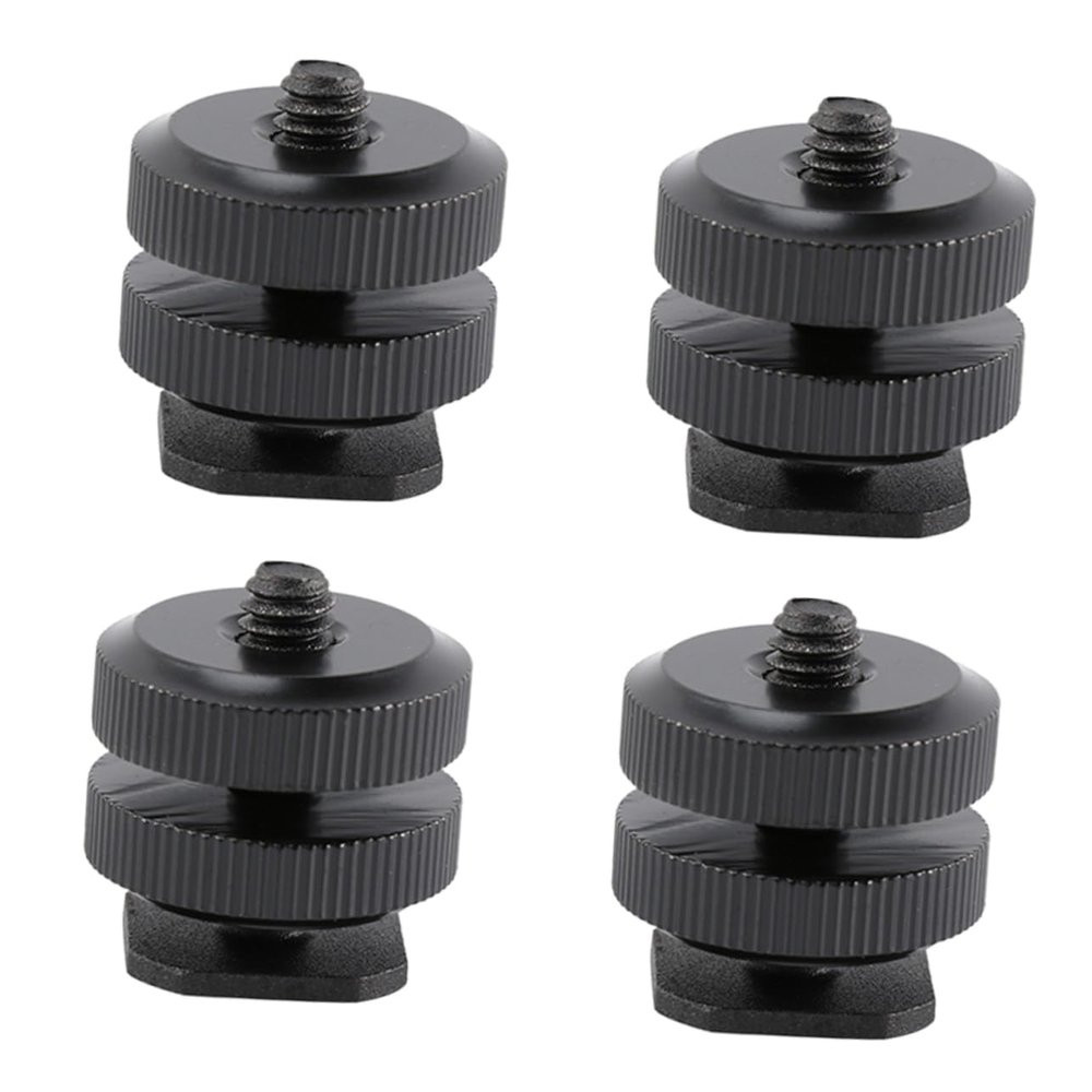 OSALADI Flash Hot Shoe Mount Adapter 4pcs Aluminum Alloy Camera Mount Dual Layer 1/4 Screw Holes Easy to Install and Lock