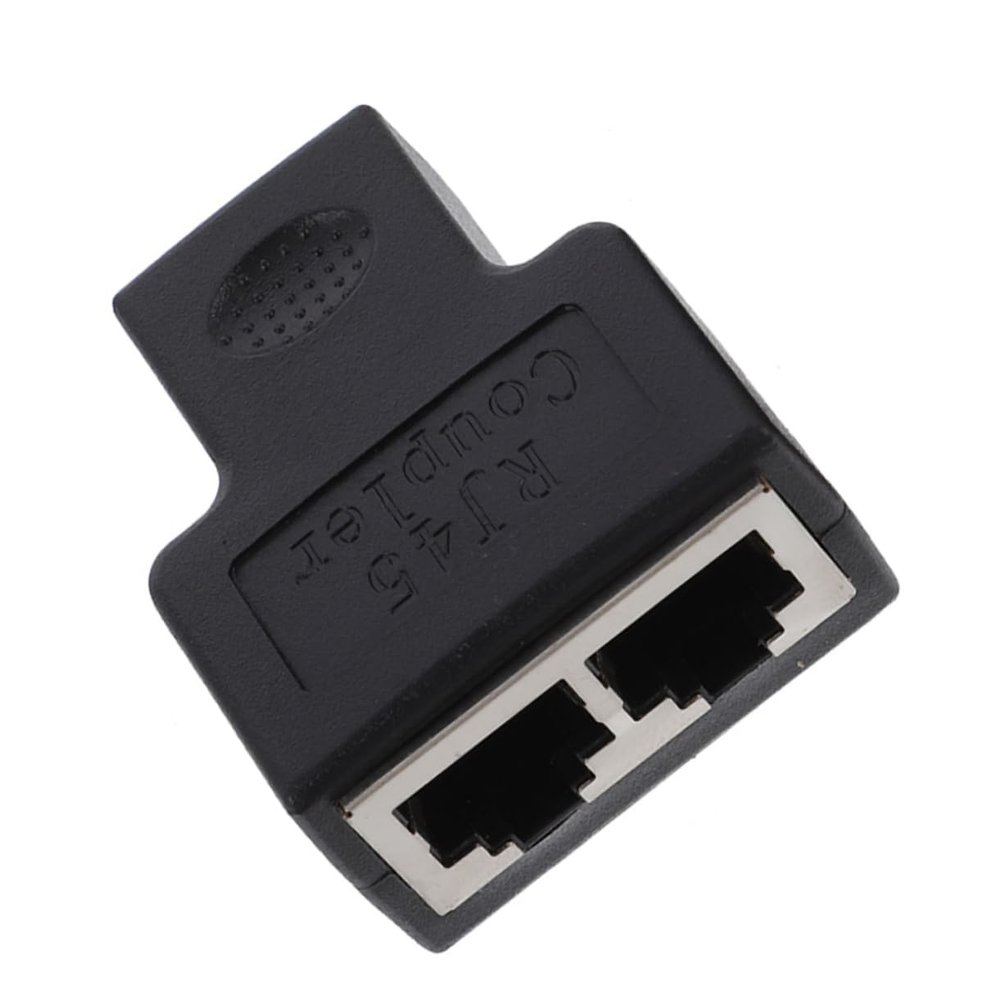 OSALADI Ethernet Splitter Adapter Durable Plastic Network Splitter Easy to Use Connector for Dual Computer Sharing for Use