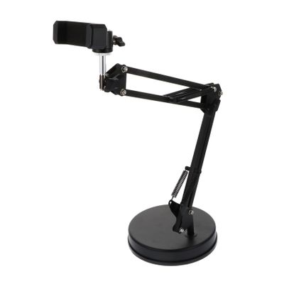 Uonlytech Desktop Camera Stand with Flexible Suspension Arm Interchangeable Phone Clip and Webcam Holder Compatible with Video Recorders Led Lights and Flash Accessories
