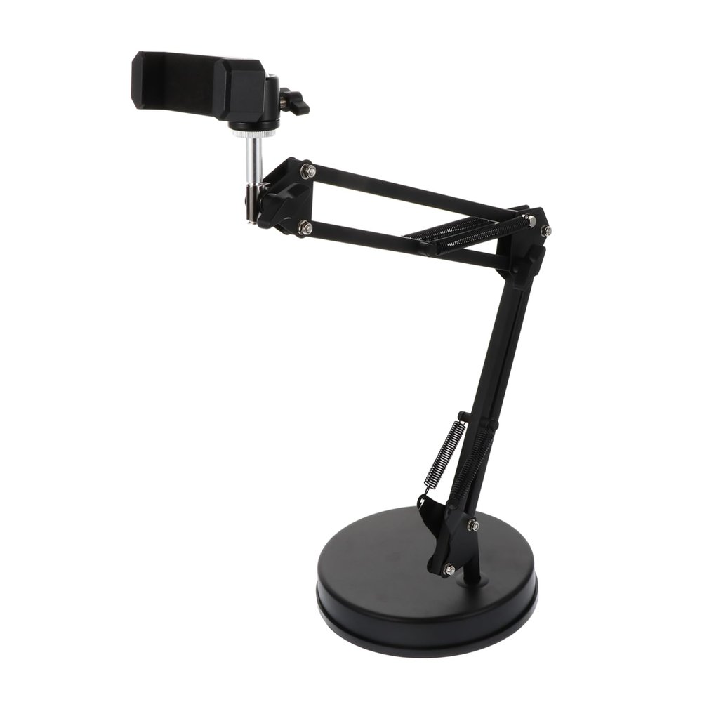 Uonlytech Desktop Camera Stand with Flexible Suspension Arm Interchangeable Phone Clip and Webcam Holder Compatible with Video Recorders Led Lights and Flash Accessories