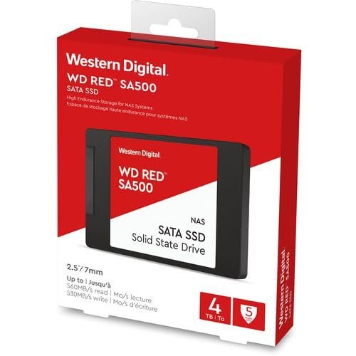 Western Digital 4TB WD Red SA500 NAS 3D NAND Internal SSD Solid State Drive - SATA III 6 Gb/s, 2.5"/7mm, Up to 560 MB/s - WDS400T2R0A