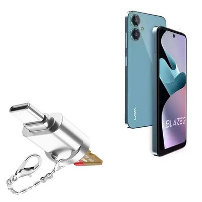 BoxWave Adapter Compatible with Lava Blaze 2 - Micro SD Card miniReader, USB Type-C OTG Reader USB3.0 Adapter Keychain - Metallic Silver