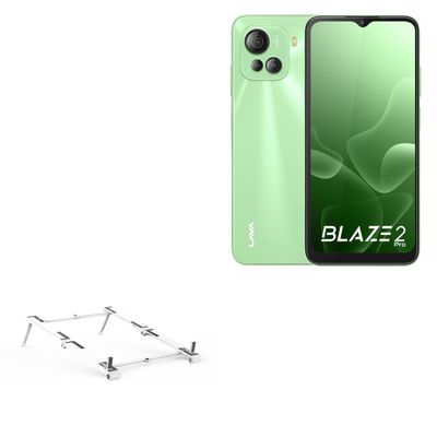 BoxWave Stand and Mount Compatible with Lava Blaze 2 Pro - Pocket Aluminum Stand 3-in-1, Portable Multi Angle Viewing Riser - Metallic Silver