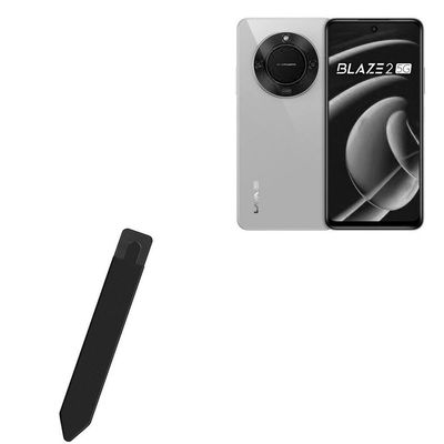 BoxWave Stylus Pouch Compatible with Lava Blaze 2 5G - Stylus PortaPouch, Pen Stylii Holder Carrier Portable Self-Adhesive - Jet Black