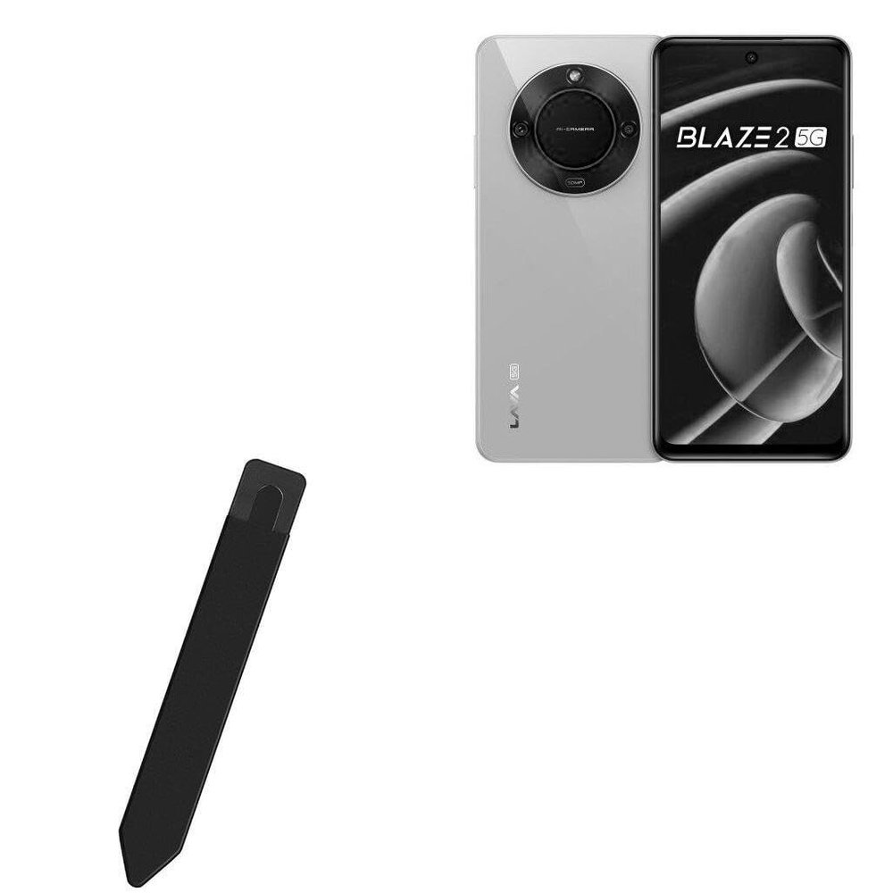 BoxWave Stylus Pouch Compatible with Lava Blaze 2 5G - Stylus PortaPouch, Pen Stylii Holder Carrier Portable Self-Adhesive - Jet Black