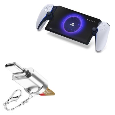 BoxWave Adapter Compatible with PlayStation Portal - Micro SD Card miniReader, USB Type-C OTG Reader USB3.0 Adapter Keychain - Metallic Silver