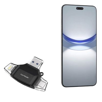 BoxWave Smart Gadget Compatible with Huawei nova 12 Pro - AllReader SD Card Reader, microSD Card Reader SD Compact USB - Jet Black