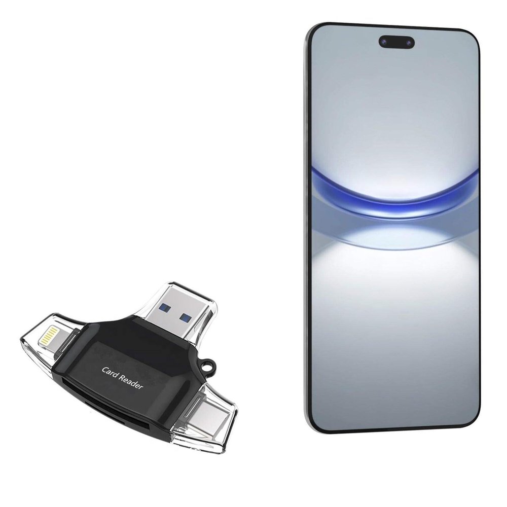 BoxWave Smart Gadget Compatible with Huawei nova 12 Pro - AllReader SD Card Reader, microSD Card Reader SD Compact USB - Jet Black