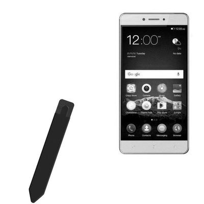 BoxWave Stylus Pouch Compatible with QMobile King Kong Max - Stylus PortaPouch, Pen Stylii Holder Carrier Portable Self-Adhesive - Jet Black