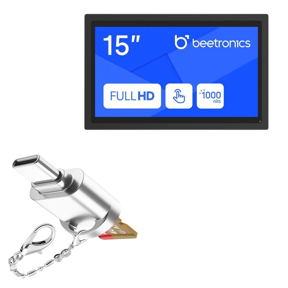 BoxWave Adapter Compatible with Beetronics 15HB9M - Micro SD Card miniReader, USB Type-C OTG Reader USB3.0 Adapter Keychain - Metallic Silver