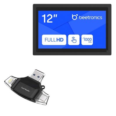 BoxWave Smart Gadget Compatible with Beetronics 12HB9M - AllReader SD Card Reader, microSD Card Reader SD Compact USB - Jet Black