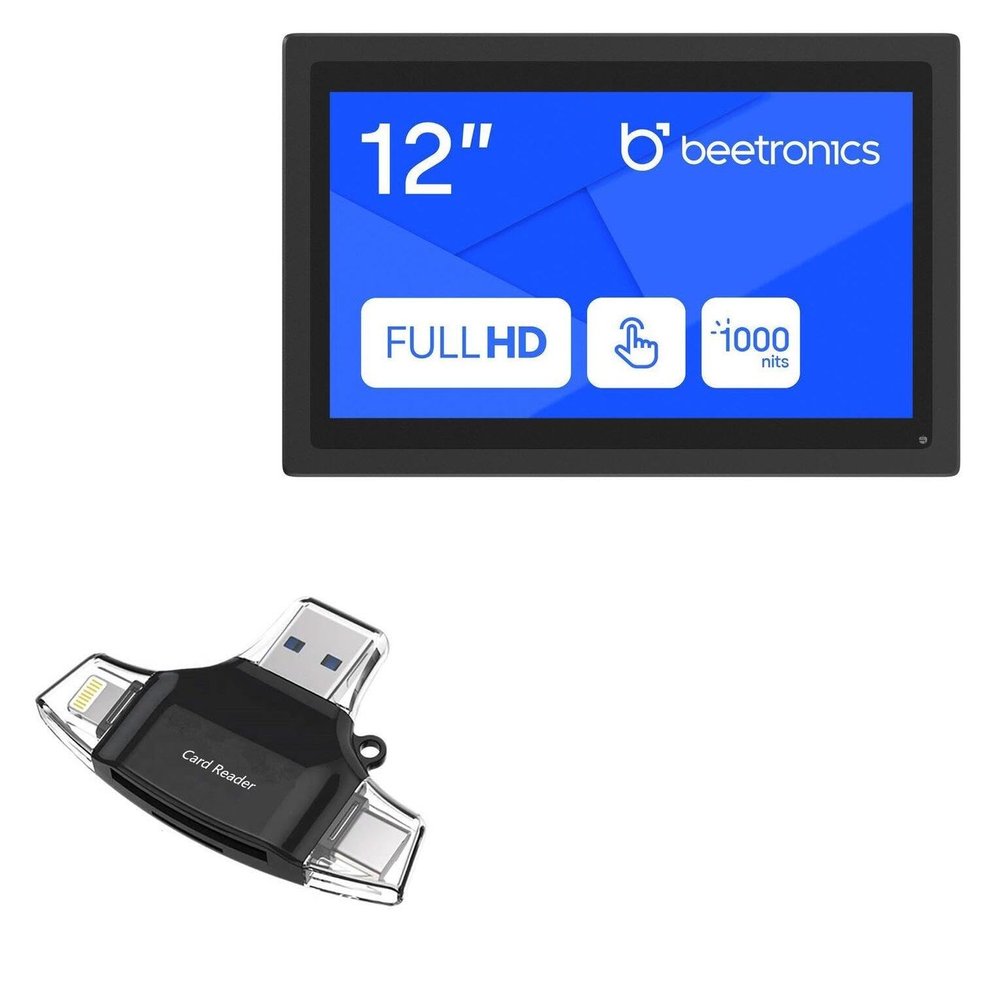 BoxWave Smart Gadget Compatible with Beetronics 12HB9M - AllReader SD Card Reader, microSD Card Reader SD Compact USB - Jet Black