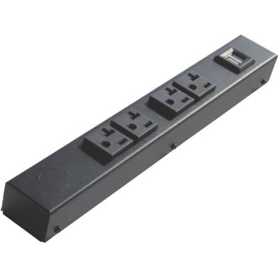 212 Main 12 in. 20A 4 Outlets Hardwired Power Strip with USB, Black