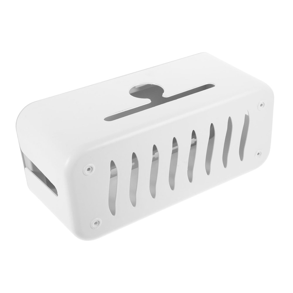 OSALADI Power Cord Storage Box Durable Cable Organizer for Home Hide Wires and Power Strips Multifunctional Design with Ventilation for Living Bedroom and Office White