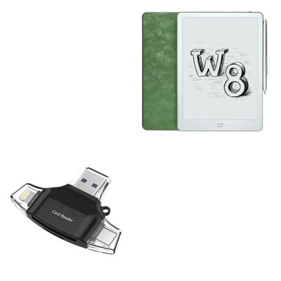 BoxWave Smart Gadget Compatible with Xiaomi Moaan W8 - AllReader SD Card Reader, microSD Card Reader SD Compact USB - Jet Black