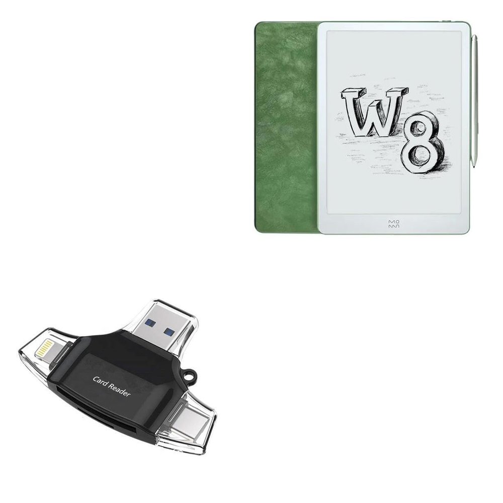 BoxWave Smart Gadget Compatible with Xiaomi Moaan W8 - AllReader SD Card Reader, microSD Card Reader SD Compact USB - Jet Black