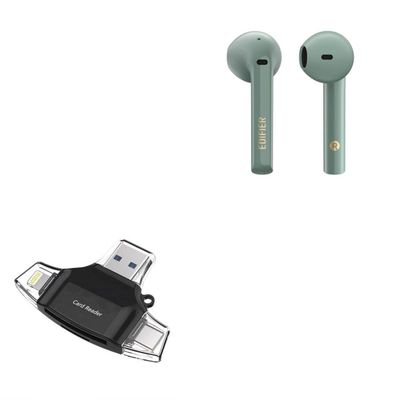 BoxWave Smart Gadget Compatible with Edifier TWS 200 - AllReader SD Card Reader, microSD Card Reader SD Compact USB - Jet Black