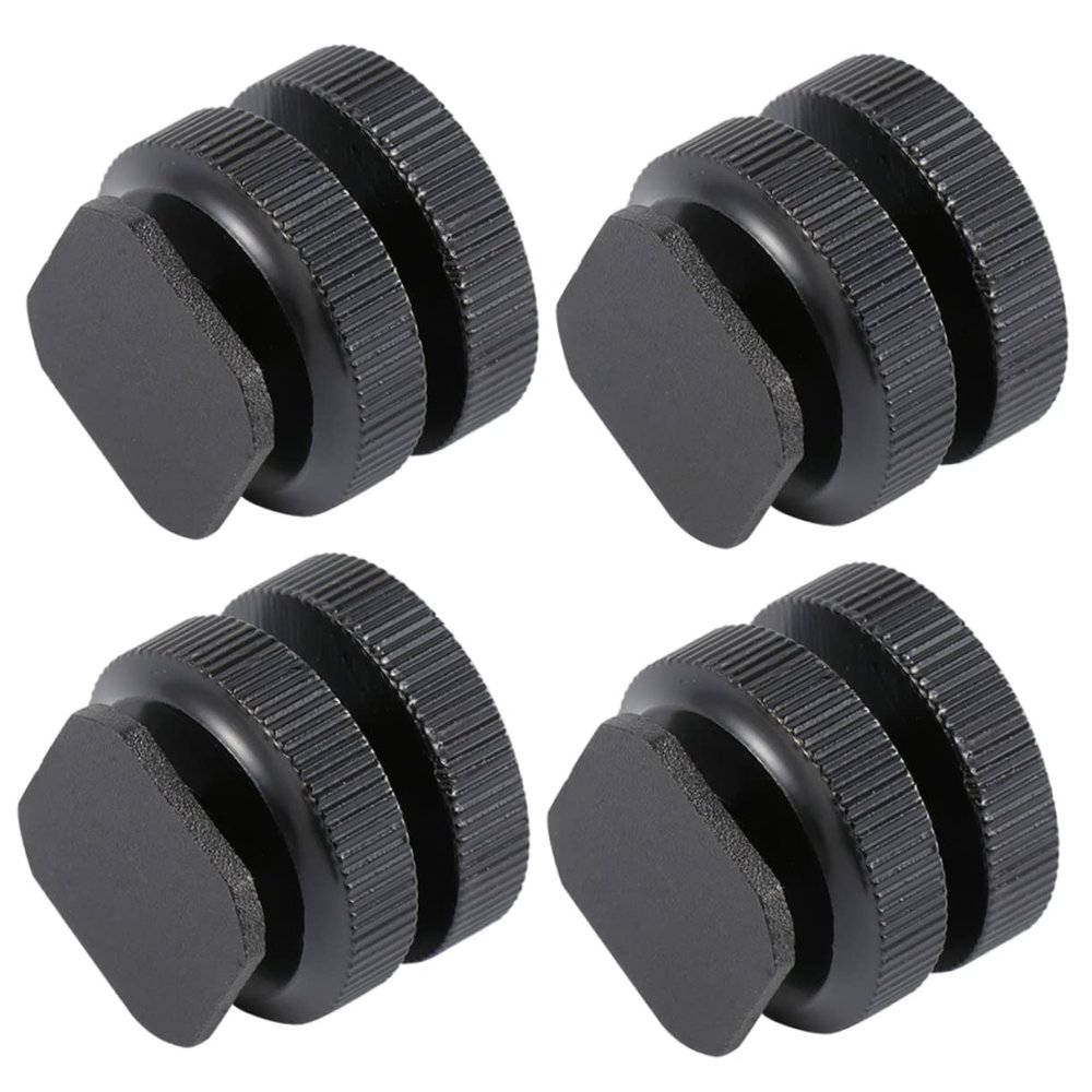 ETHZZLE 4pcs Aluminum Alloy Hot Shoe Mount Adapter for Flash Holder and Microphone Cold Shoe Mount for DSLR and Camcorder Tripod Accessory for Video Lighting