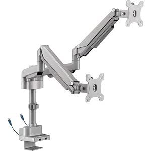 212 Main Mounting Arm for Monitor - Gray - 2 Display Supported - 75 x 75 100 x 100 VESA Standard