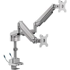 212 Main Mounting Arm for Monitor - Gray - 2 Display Supported - 75 x 75 100 x 100 VESA Standard