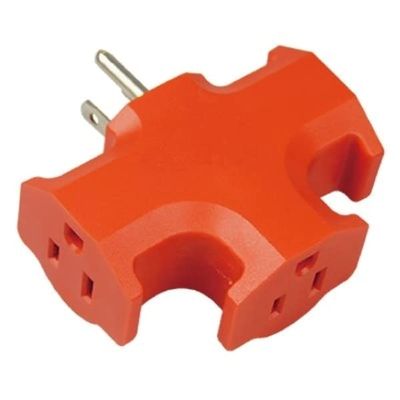 212 Main Master Electrician Heavy Duty 3 Outlet Adapter - Orange (Pack of 24)